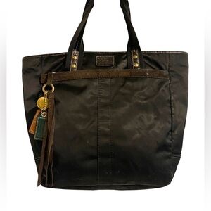 Coach black nylon tote handbag